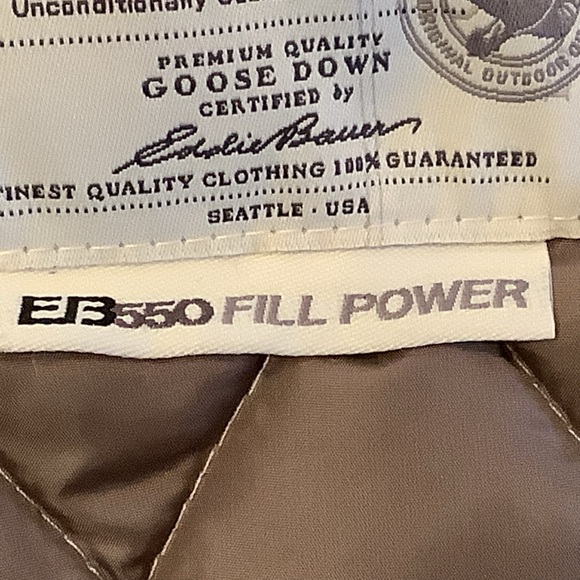 Eddie Bauer EB550 Jacket Goose Down Quilted Gray Jacket Size Large Snap Closure - Picture 14 of 16